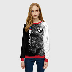Свитшот женский БМВ Черно-белый логотип, цвет: 3D-красный — фото 2