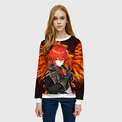 Свитшот женский ОГНЕННЫЙ ФЕНИКС ДИЛЮК, ГЕНШИН ИМПАКТ, цвет: 3D-белый — фото 2