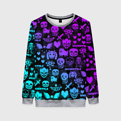 Свитшот женский UNDERTALE NEON PATTERN УЗОР, цвет: 3D-меланж