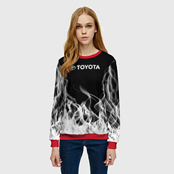Свитшот женский Toyota Молния с огнем, цвет: 3D-красный — фото 2