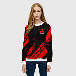 Свитшот женский Mitsubishi Texture Red, цвет: 3D-белый — фото 2