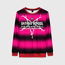 Свитшот женский Satan school for bad boys and girls pink, цвет: 3D-красный