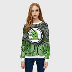 Свитшот женский Skoda Carbone Pattern, цвет: 3D-белый — фото 2