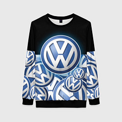 Свитшот женский Volkswagen Большое лого паттерн, цвет: 3D-черный