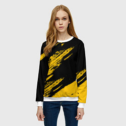 Свитшот женский BLACK AND YELLOW GRUNGE ГРАНЖ, цвет: 3D-белый — фото 2