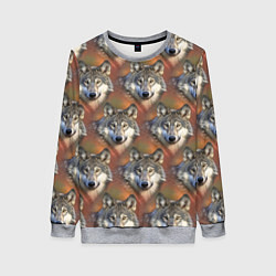 Свитшот женский Волки Wolfs паттерн, цвет: 3D-меланж
