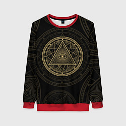 Свитшот женский Всевидящее око Лучезарная дельта, цвет: 3D-красный