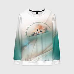 Свитшот женский Кошка выбирает себе хозяина, и никак иначе, цвет: 3D-белый