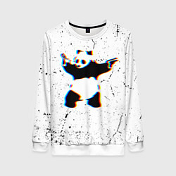 Свитшот женский Banksy Panda with guns Бэнкси, цвет: 3D-белый