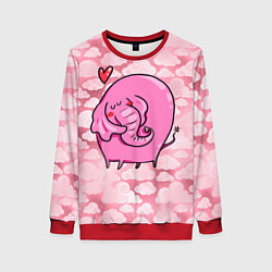 Женский свитшот Розовый влюбленный слон