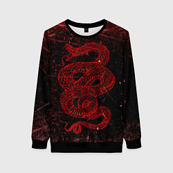 Свитшот женский Красная Змея Red Snake Глитч, цвет: 3D-черный