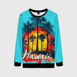 Свитшот женский Hawaii Солнце, Пальмы, цвет: 3D-черный