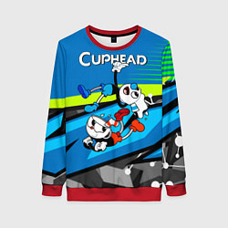 Свитшот женский 2 чашечки cuphead, цвет: 3D-красный