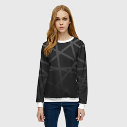 Свитшот женский ГЕОМЕТРИЧЕСКИЙ ПАТТЕРН ЧЕРНЫЙ, цвет: 3D-белый — фото 2