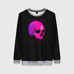 Свитшот женский Неоновый череп с огоньками, цвет: 3D-меланж