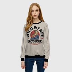 Свитшот женский Дикий тигр на скале, цвет: 3D-черный — фото 2