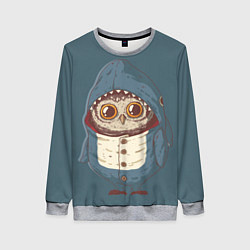 Свитшот женский Совушка-в костюме акулы, цвет: 3D-меланж