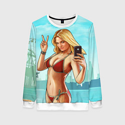 Свитшот женский GTA Beach girl, цвет: 3D-белый