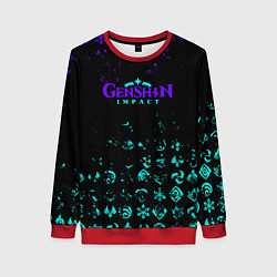 Женский свитшот GENSHIN NEON PATTERN SYMBOL НЕОН ЭМБЛЕМЫ