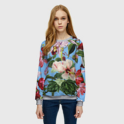 Свитшот женский Цветы Сине-Цветочный Букет, цвет: 3D-меланж — фото 2