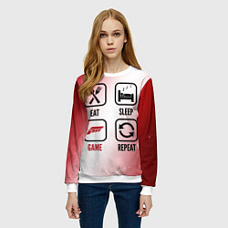 Свитшот женский Eat Sleep Forza Horizon Repeat, цвет: 3D-белый — фото 2
