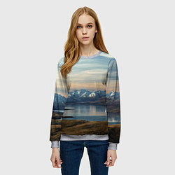 Свитшот женский Горы озеро природа, цвет: 3D-меланж — фото 2