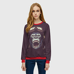 Свитшот женский Орущая горилла, цвет: 3D-красный — фото 2
