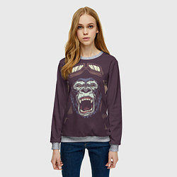 Свитшот женский Орущая горилла, цвет: 3D-меланж — фото 2