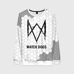 Свитшот женский Watch Dogs Glitch на темном фоне FS, цвет: 3D-белый