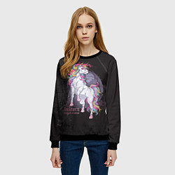 Свитшот женский Единорог и полнолуние, цвет: 3D-черный — фото 2