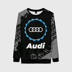 Свитшот женский Audi в стиле Top Gear со следами шин на фоне, цвет: 3D-черный