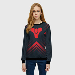 Свитшот женский Красный Символ Destiny на темном фоне со стрелками, цвет: 3D-черный — фото 2