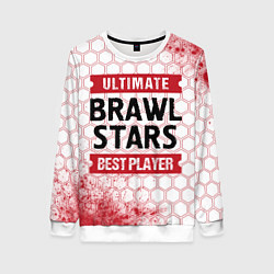 Свитшот женский Brawl Stars: красные таблички Best Player и Ultima, цвет: 3D-белый
