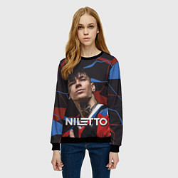 Свитшот женский Нилетто и красно-синие разводы, цвет: 3D-черный — фото 2
