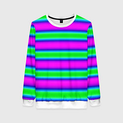 Женский свитшот Зеленый и фиолетовые яркие неоновые полосы striped