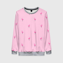 Женский свитшот Фламинго на розовом фоне