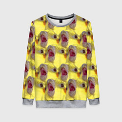 Свитшот женский Попугай Корелла Орёт Мем, цвет: 3D-меланж