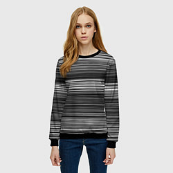 Свитшот женский Black and white thin stripes Тонкие полосы, цвет: 3D-черный — фото 2