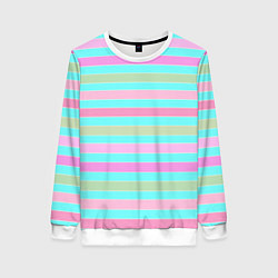 Женский свитшот Pink turquoise stripes horizontal Полосатый узор