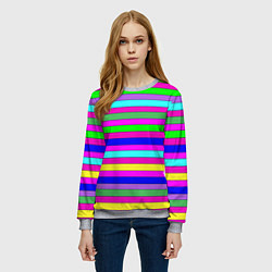 Свитшот женский Multicolored neon bright stripes, цвет: 3D-меланж — фото 2