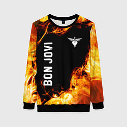 Свитшот женский Bon Jovi и Пылающий Огонь, цвет: 3D-черный