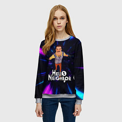 Свитшот женский Hello Neighbor Привет сосед Бегущий сосед, цвет: 3D-меланж — фото 2