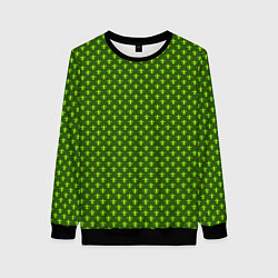 Свитшот женский Зеленый узоры крестиком, цвет: 3D-черный