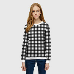 Свитшот женский Black and white trendy checkered pattern, цвет: 3D-белый — фото 2