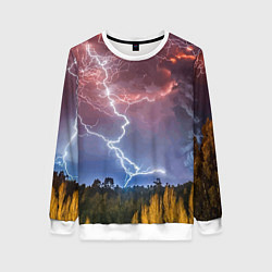 Женский свитшот Грозовые разряды молний над лесом