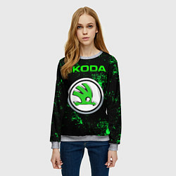 Свитшот женский SKODA - ЗЕЛЕНЫЕ БРЫЗГИ, цвет: 3D-меланж — фото 2
