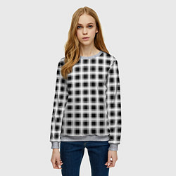 Свитшот женский Black and white tartan check, цвет: 3D-меланж — фото 2