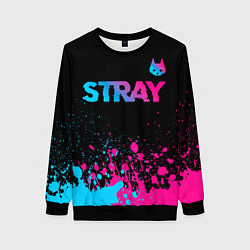 Свитшот женский Stray - neon gradient logo, цвет: 3D-черный