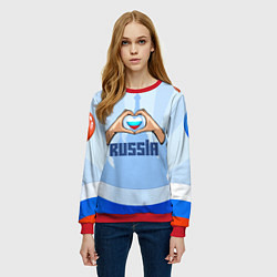 Свитшот женский Люблю Россию - сердечко руками, цвет: 3D-красный — фото 2
