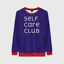 Свитшот женский Self care club blue, цвет: 3D-красный